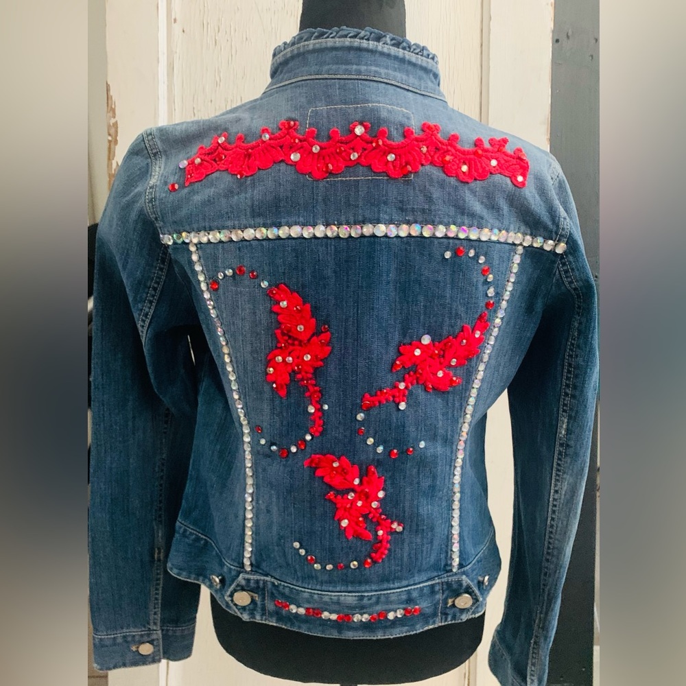 ❣️❣️Rhinestone‎ Embellish Denim Jacket❣️❣️❣️❣️❣️❣️ - Picture 3 of 6